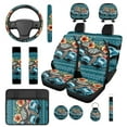 thumbnail image 1 of HUIACONG Hawaiian Tribal Car Seat Covers Sea Turtle Car Accessories Seat Covers Full Set with Steering Wheel Cover Armrest Cover Seat Belt Pads Headrest Cover Coasters Keychain 14 Pcs Universal Fit, 1 of 8