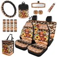 thumbnail image 1 of HUIACONG Highland Cow Sunflower Aztec Car Seat Covers Full Set 14 Pcs Universal Fit Anti-Slip Washable Vehicle Interior Accessories with Steering Wheel Cover Seat Belt Pads, 1 of 7