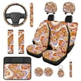 thumbnail image 1 of HUIACONG Hippie Flower Car Seat Covers Full Set 14 Pcs Universal Car Accessories Front and Back Seat Covers with Armrest Covers Steering Wheel Cover Seatbelt Covers Coasters Headrest Covers Keychain, 1 of 8