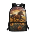 thumbnail image 1 of HUIACONG Horse Sunflower Print Unisex School Backpack for Age 6-18 Large Capacity Water Resistant Bag for Elementary Middle High School Students Daily Commute Travel, 1 of 6