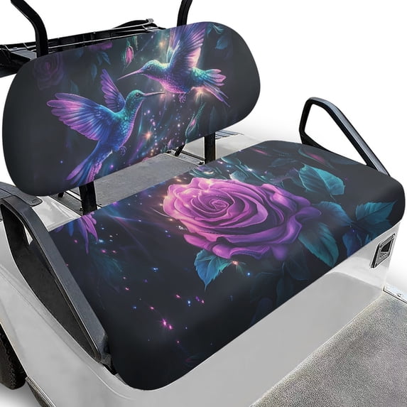 HUIACONG Hummingbird Rose Comfortable Golf Cart Seat Covers 2 Piece for Outdoor Summer, Golf Cart Seat Blanket Cushion Cover Soft