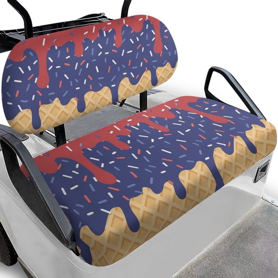 HUIACONG Ice Cream Print Golf Cart Seat Covers 2 Pack, Keep Seat Comfortable and Cool Easy to Clean Golf Cart Seat Covers 2 Piece for Golf Carts