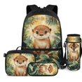 thumbnail image 1 of HUIACONG Jungle Cute Otter 17 Inch Kids School Backpack Set 4PCS for 6-10 Years Old Boys Girls Lightweight Portable Bookbag with Detachable Leakproof Lunch Box Pencil Case Water Bottle Holder, 1 of 7