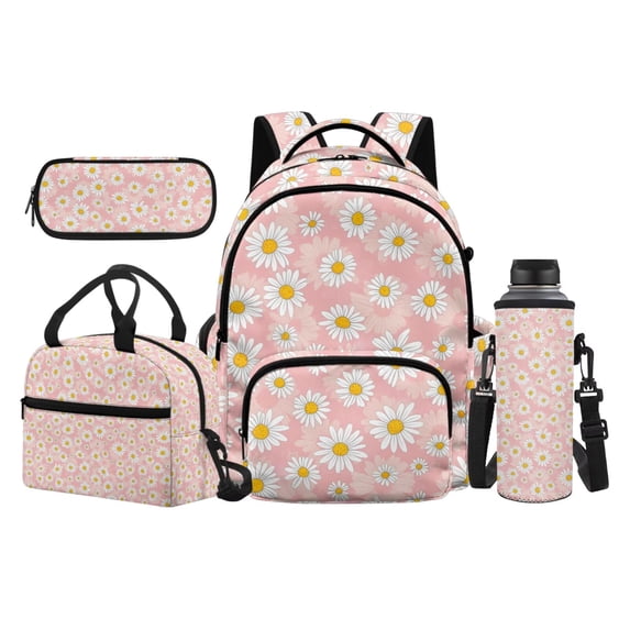 HUIACONG Kids Backpack Bubble Mom Otter 17 Inch 4 Pieces Lunch Bag (Insulated), Pencil Case & Water Bottle Sleeve, Thick Padded Back, for Elementary School