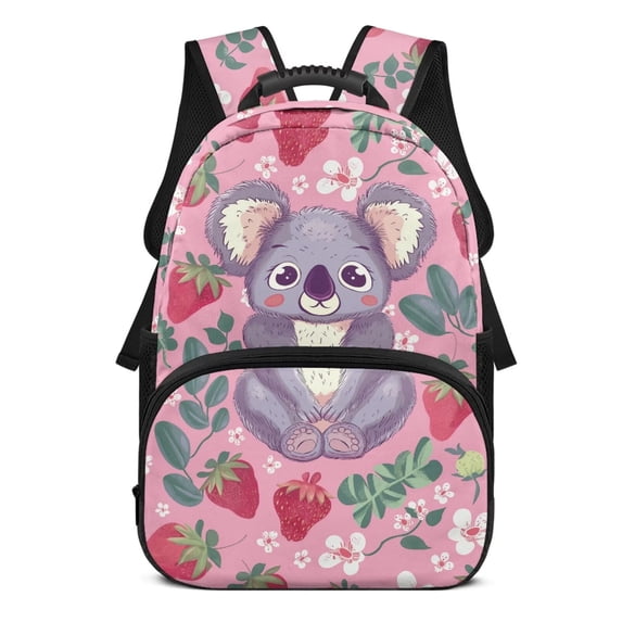HUIACONG Koala Strawberry Print School Backpack for Boys Girls Ages 6-18 Ergonomic Padded Shoulder Straps Large Capacity Back to School Backpack for Elementary Middle High School Use