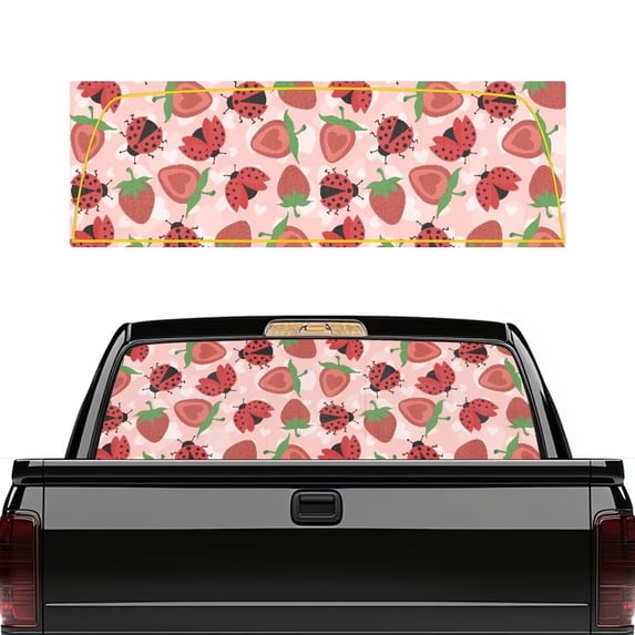 HUIACONG Ladybug Rear Window Decals Strawberry Pickup Truck Rear Window Graphics Truck Rear Windows Graphics Decals Personalized Decoration Suitable for Most Pickup Trucks and SUVs