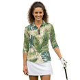 thumbnail image 1 of HUIACONG Leaves Pattern Ladies Golf Top 3/4 Sleeve, 1/4 Zipper Quarter Zip Women's Golf Polo Shirts Anti-Wrinkle Pullover, 1 of 10