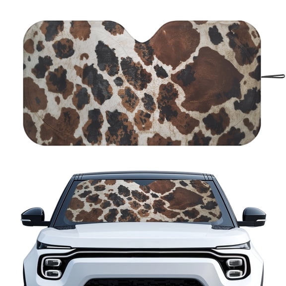 HUIACONG Leopard Foldable Car Windshield Front Sun Shade Automotive Window Shades Heat Shield Easy Storage Keeps Interior Cooler Windshield Sun Shade for Trucks Pickups