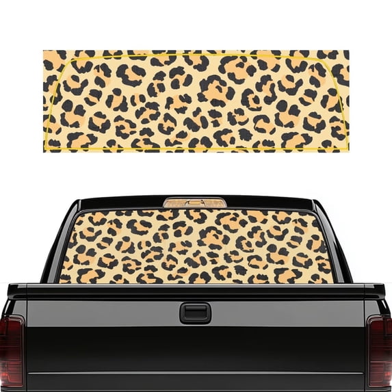 HUIACONG Leopard Print Rear Window Decal Back Window Decals Trucks Personalized Decoration Truck Rear Windows Perforated Decal Wrap 66 x 22 inch for Trucks SUV