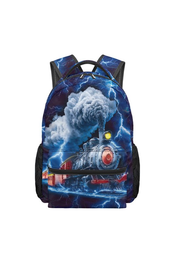 Lightning Steam Train Top Carry Loop School Bag for Daily Study Daily School, Large Storage Large Capacity Student Backpack Lightweight
