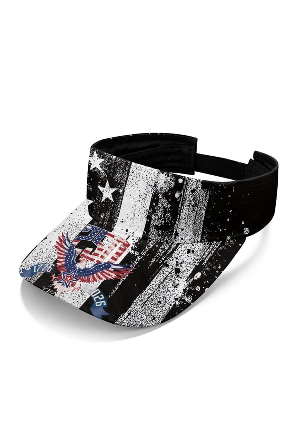 Lightweight Sun Visor Cap for Running Travel, Polyester Fabric Adjustable Sun Visor Hat, USA Flag