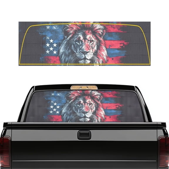 HUIACONG Lion Flag Back Window Decal Rear Window Decals Trucks Easy to Install Pickup Truck Back Window Graphic Full Windows Coverage Suitable for Most Pickup Trucks