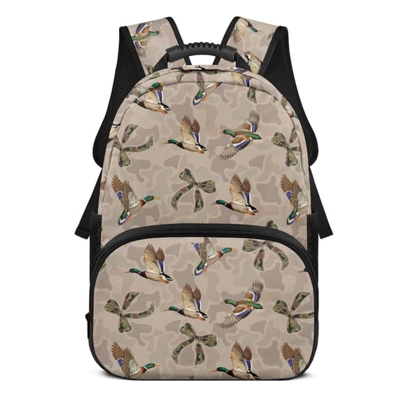 HUIACONG Mallard Camo Bow School Backpack for Boys Girls Ages 6-18 Water Resistant Multi Pocket Padded Adjustable Straps Large Capacity Bookbag for Elementary Middle High School Daily Use