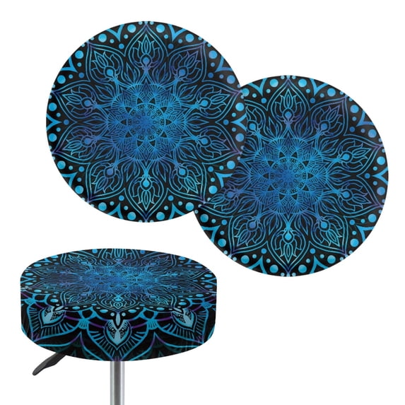 HUIACONG Mandala Pattern Blue Gradient Soft & Elastic Fabric Bar Stool Slipcovers with Anti-Wrinkle, with Elastic Hem Dustproof Stool Cushion Slipcovers for Pub