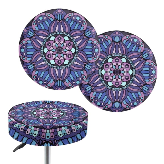 HUIACONG Mandala Polyester Round Bar Stool Covers with Elastic, Waterproof With Elastic Bands Chair Covers for Bistro