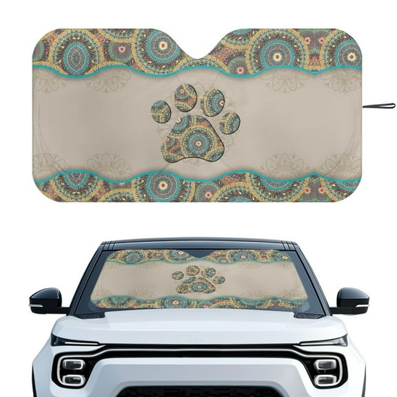 HUIACONG Mandala Print Interior Protection Car Windshield Sun Shade for Various Models Front Window UV Reflective Reflective Protector Foldable Sunshade
