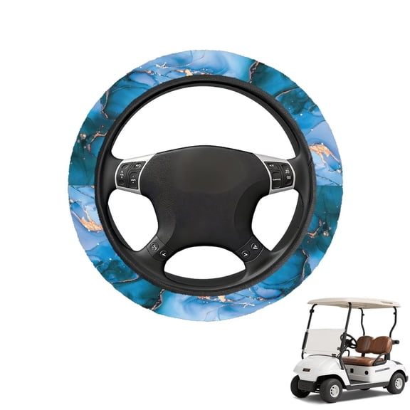 HUIACONG Marble Texture Golf Cart Steering Wheel Soft Comfortable Unversial Golf Cart Steering Wheel Covers Easy to Install and Clean Bungee Cord Suitable for EZGO Yamaha Club Cars
