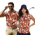 thumbnail image 1 of HUIACONG Matching Golf Shirts for Couples Women's Golf Tops Mens Shirt Short Sleeve Moisture Wicking Quick Dry His and Hers Matching Outfits Zip Up Collared Hibiscus Floral Orange Man S, 1 of 6