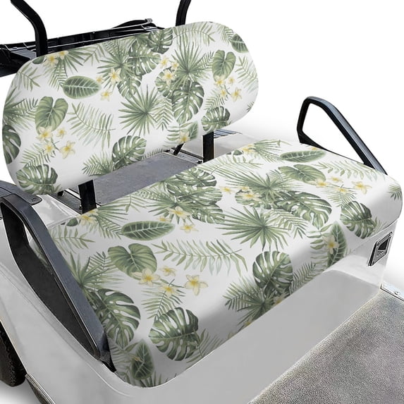 HUIACONG Monstera Leaf Pattern Thickened Golf Cart Seat Covers 2 Pack for Outdoor Interior, Golf Cart Accessories Decor Universal