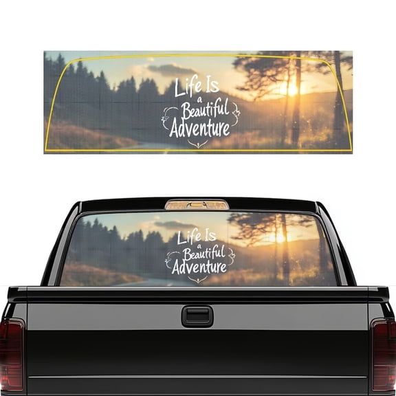 HUIACONG Mountain Back Window Decals Forest Trucks Rear Window Decal Personalized Decoration Truck Rear Windows Perforated Decal Back Window Decals Stickers for Truck SUV