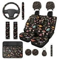 thumbnail image 1 of HUIACONG Mushroom Car Seat Covers Full Set for Women Universal Front and Back Seat Covers with Seat Belt Covers Steering Wheel Cover Armrest Cover Headrest Cover Coasters Keychain,14 Pcs, 1 of 5