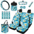 thumbnail image 1 of HUIACONG Ocean Plumeria Car Seat Covers Full Set 14 Pcs Universal Auto Interior Decor Front Rear Seat Covers with Steering Wheel Cover Seat Belt Pads Coasters Storage Bag Rearview, 1 of 7