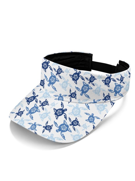 Open Top Sun Visor with Turtle Pattern, Adjustable Breathable Visor Hat for Golf and Outdoor Activities for Men and Women