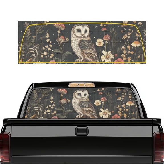 HUIACONG Owl Floral Back Window Decals Trucks Rear Window Decal Truck Rear Windows Perforated Decal Wrap 66 x 22 inch Easy to Install Fit Most Pickup Trucks SUV Universal