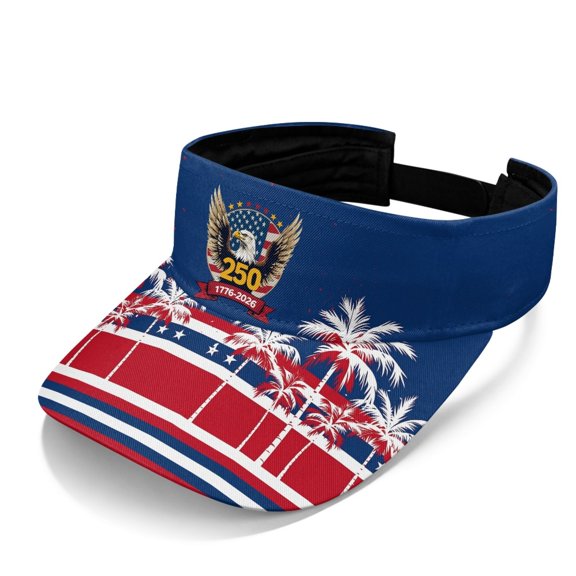 HUIACONG Palm Tree Eagle 250th Beach Sun Visor Hat Visors Sun Hat Sport Sun Visor Hats Breathable Packable Male Female Neutral Outdoor Men Unisex