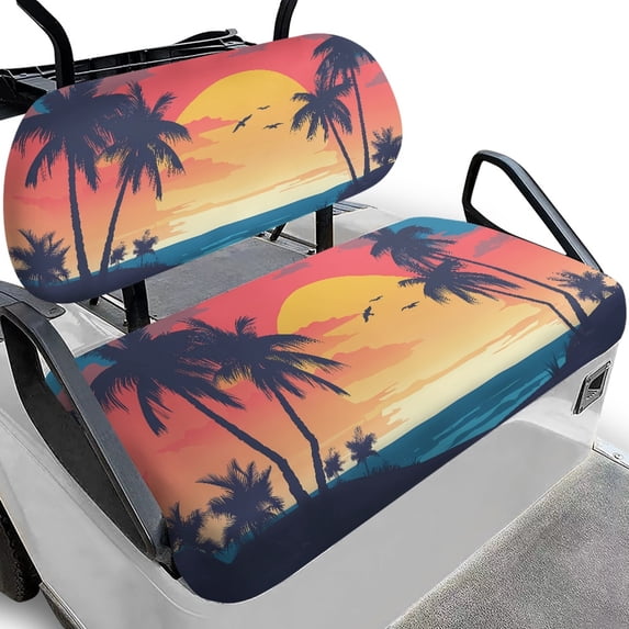 HUIACONG Palm Tree Sunset Comfort Golf Cart Accessories for Outdoor Interior, Golf Cart Seat Cover Comfortable