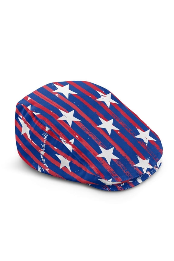 Vintage Newsboy Hat for Men - Patriotic American Flag Print All-Season Lightweight Durable Cap for Daily, Gifting for Father's Day or Birthdays
