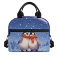 thumbnail image 1 of HUIACONG Penguin Couple Lunch Bag for Kids, Aluminum Film Material Wear Resistant Fabric Easy Clean Insulated Lunch Bag for Office School, 1 of 10