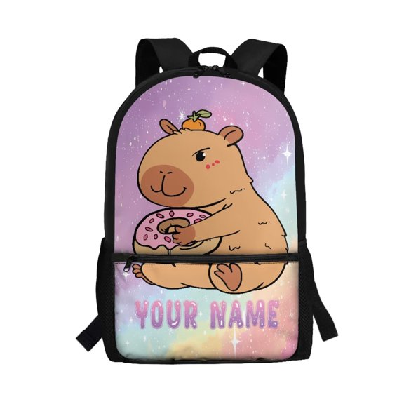 HUIACONG Personalized Capybara Backpack for Elementary Students Large Capacity Ergonomic Padded Straps Wear‑Resistant for Boys Girls Ages 6‑18 Daily Use
