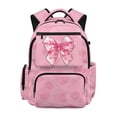thumbnail image 1 of HUIACONG Pink Bow Print 16 Inch School Backpack for Girls Aged 6-14, Water Resistant Multi Pocket Bookbag with Adjustable Padded Straps Large Capacity for Primary Junior School, 1 of 7
