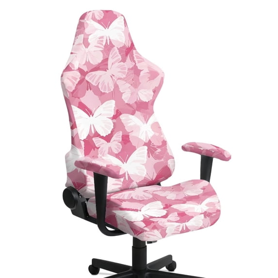 HUIACONG Pink Butterfly Gaming Chair Covers 4 Pieces Anti-Scratch Gaming Chair Protective Cover from Cats with Zipper All-Season Weather Resistant Machine Washable