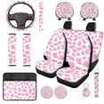 thumbnail image 1 of HUIACONG Pink Cow-print Car Interior Accessory Kit, with Hand Rest Pad Key Ring, Compatible with Trucks Sedans, 1 of 5