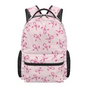 HUIACONG Polyester Easy To Clean School Backpack for Camping Outdoor Activities Travel, Adjustable Chest Strap Multiple Pockets School Bookbag, Pink Bow Pattern
