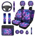thumbnail image 1 of HUIACONG Purple Butterfly Car Seat Covers Full Set with Arm Rest Cover Seat Belt Covers Steering Wheel Cover Coasters Headrest Cover Keychain 14 Pcs Universal Fit Car Accessories for Women Interior, 1 of 8