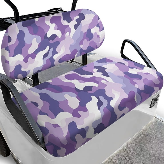 HUIACONG Purple Camouflage Print Universal Golf Cart Blanket Seat Covers for EZGO TXT RXV Golf Cart Bench Seat, Soft Machine Washable Golf Cart Seat Covers 2 Pack
