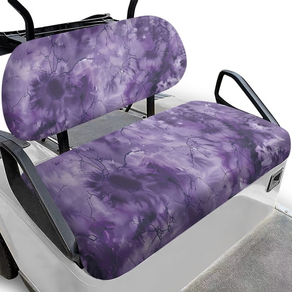 HUIACONG Purple Marble Pattern Anti-Scratch Golf Cart Seat Cover and Backrest Cover for Club Car Precedent 2 Person Seats Golf Carts, Machine Washable Universal Fit Golf Cart Seat Covers 2 Pack