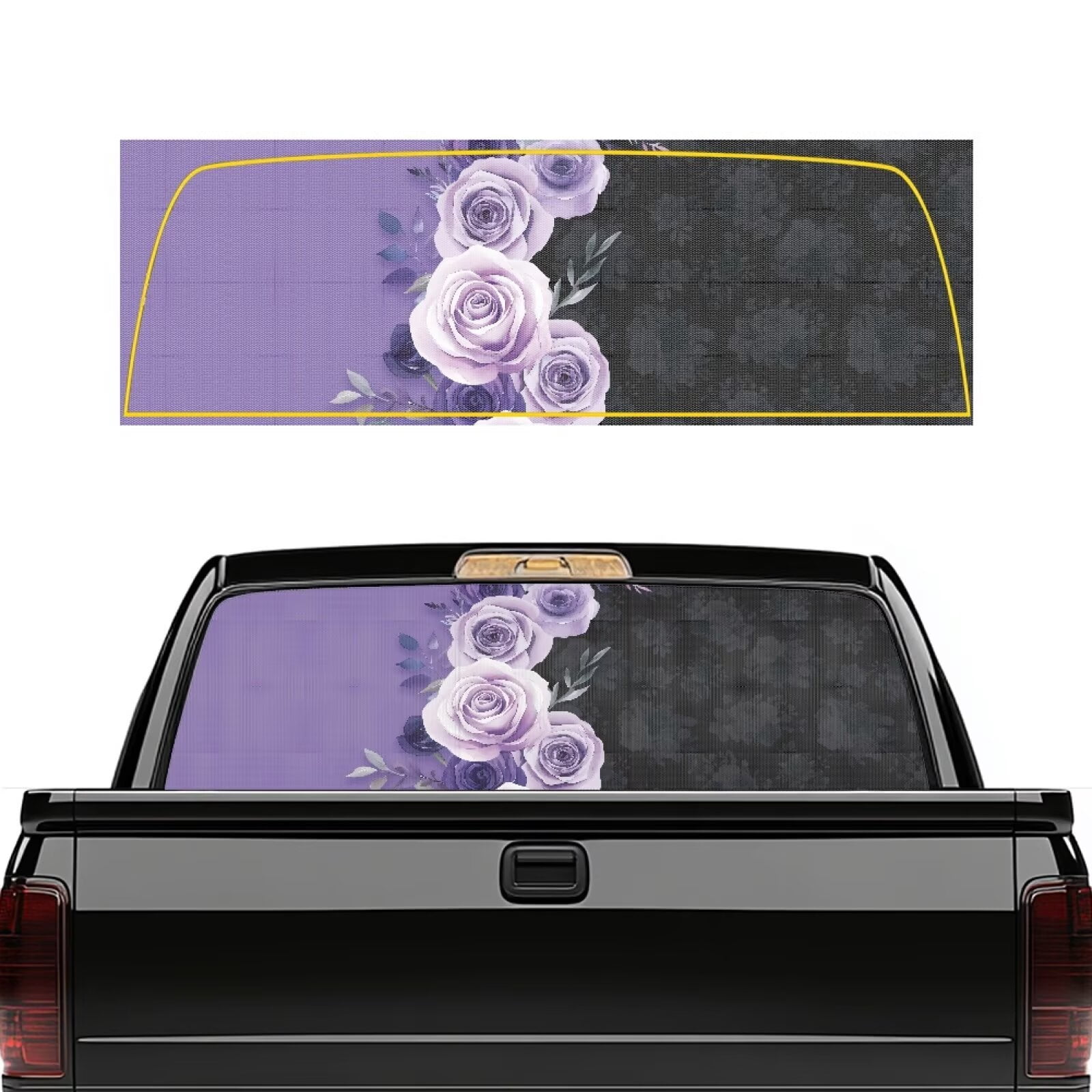 HUIACONG Purple Rose Pickup Car Window Stickers Rear Window Decal 66 x ...
