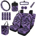 thumbnail image 1 of HUIACONG Purple Spider Web Bat Car Seat Covers Full Set 14 Pcs Universal Halloween Automotive Interior Decor with Steering Wheel Cover Seat Belt Pads Armrest, Anti-Slip Washable, 1 of 7