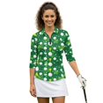 thumbnail image 1 of HUIACONG Quarter Zip Women's Golf Polo Shirts for Tennis Workout Outing, Polyester Spandex with Zipper Versatile Quick Dry Golf Shirt Women, Golf Equipment Pattern, 1 of 10