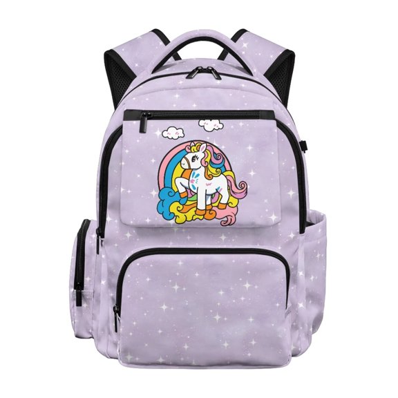 HUIACONG Rainbow Unicorn Purple Kids School Backpack for Girls Age 5-16 Large Capacity Multi Pockets Water Resistant Adjustable Padded Straps Lightweight Bookbag for School Travel