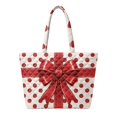 thumbnail image 1 of HUIACONG Red Bow Polka Dot Quilted Tote Bag Sturdy Shaped Washable Large Capacity Plush Shoulder Handbag for Holiday Shopping, Party Outings, Work Commute & Daily Use, 1 of 7