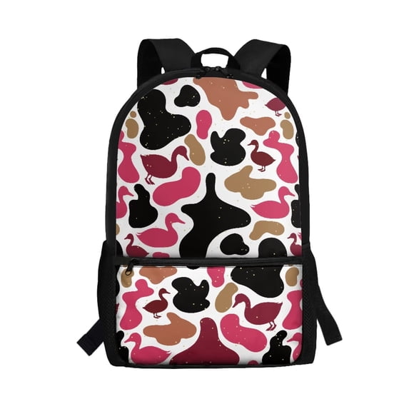HUIACONG Red Cow Print Kids Backpack for Daily School Use Multi Compartment Water Repellent Large Capacity for Boys Girls Students 6‑18