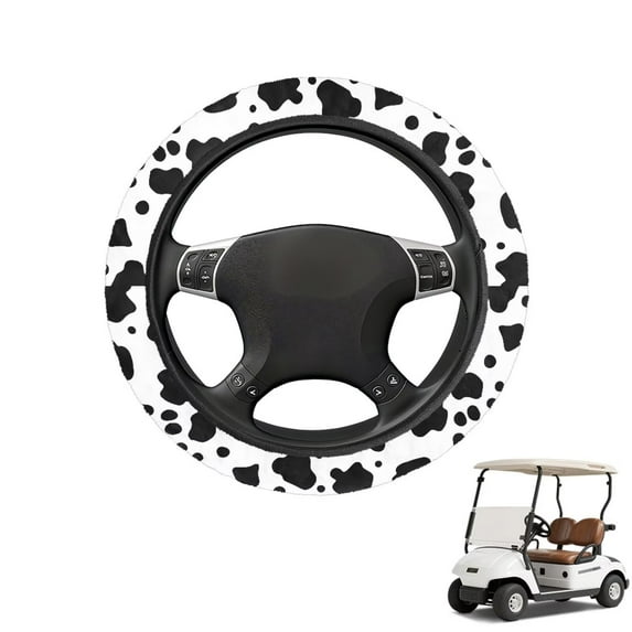 HUIACONG Cow Print Unversial Golf Cart Steering Wheel Covers 13-14" Easy to Install and Clean Car Steering Wheel Cover Comfortable Flannel Fabric for EZGO Yamaha Club Cars