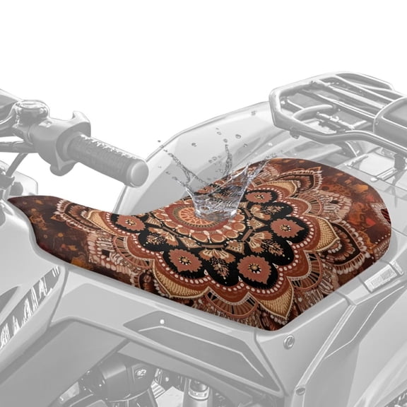HUIACONG Red Mandala Flower Seat Covers for ATV Waterproof Four Wheeler Motorcycle Seat Cushion Cover Washable Fabric for Sportsman Rancher Foreman Scramble Seats