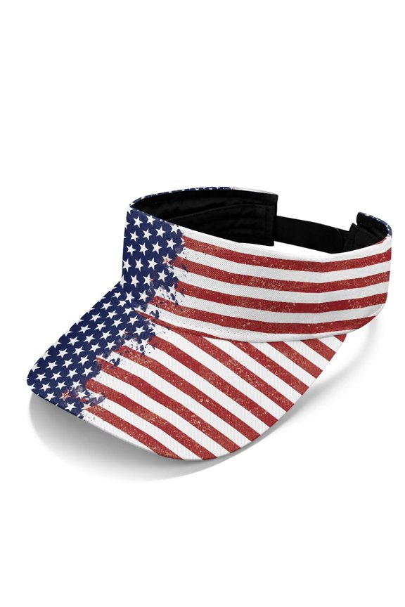 Retro USA Flag Sun Visor, Adjustable UV Protection Cap for Patriotic Gatherings & Summer Festivals