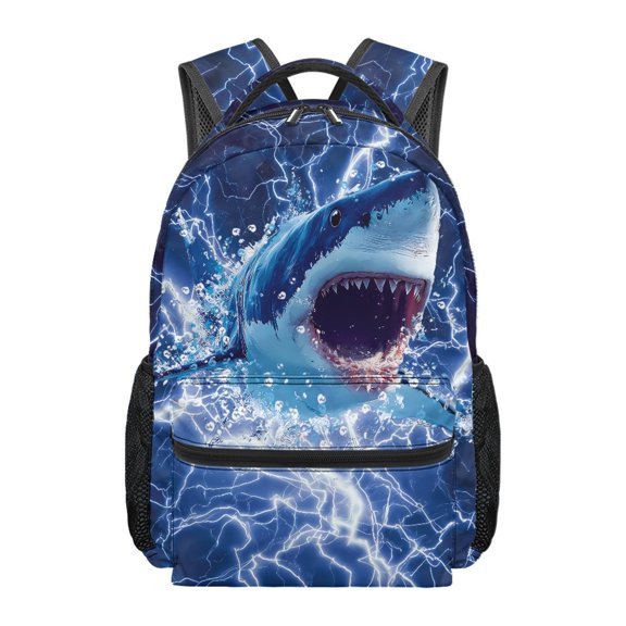 HUIACONG School Backpack, Shark Splash Attack Polyester Water Proof Kids School Bag Side Pockets Student Backpack for Museum Visits Outdoor Play Outdoor Activities